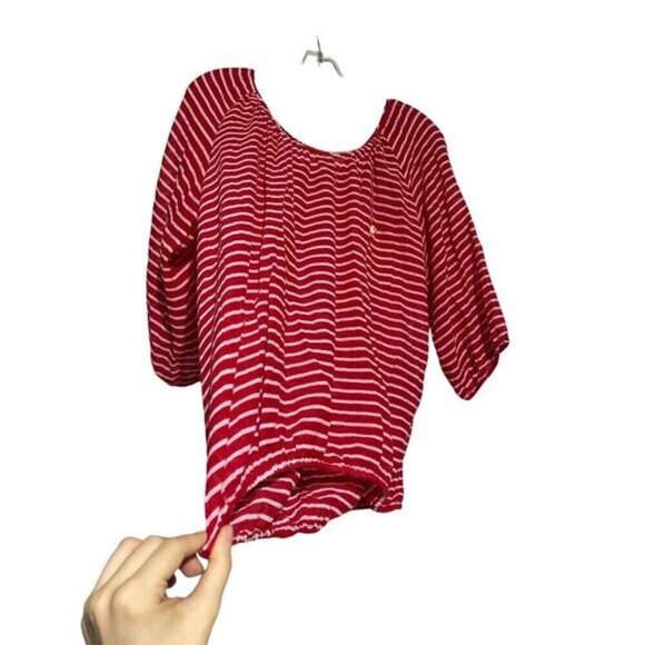 J.Crew Women's Red White Striped Long Sleeve Oversized Cotton T-Shirt Size S - Picture 2 of 5
